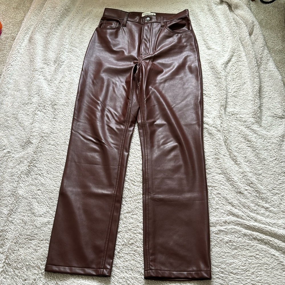 Abercrombie straight brown faux leather pants 29